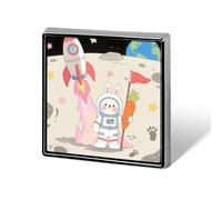 Rabbit on The Moon Aluminum Alloy Square Lapel Badge | Rabbit on The Moon Premium Smooth Metal Brooch Lapel Pin Fashion Accessory Pin for Daily Wear Gift