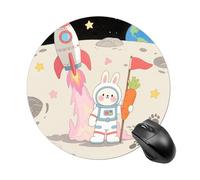 Rabbit on The Moon Mouse Pad Non-Slip Rubber Base Mouse Mat Smooth Surface Stitched Edges Mousepad Aesthetic Durable Compatible with All Mice for Office & Gaming, Desk Accessory