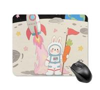 Rabbit on The Moon Mouse Pad Square Mice Mat Waterproof Computer Mousepad with Non-Slip Rubber Base Wireless Mice Pad for Laptop Office Home Personalized Gaming Mousepad 20 * 25cm