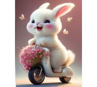 Rabbit on the Road: A Lined Notebook with the Cover of an Adorable Rabbit on a Motorbike
