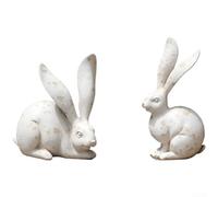 Rabbit Ornament, Nordic Minimalist Distressed Resin Long-Eared Bunny Figurine for Home Desktop Decoration, Bronze Effect(H)