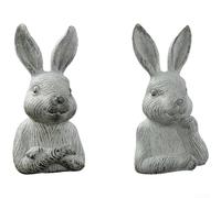 Rabbit Ornament, Nordic Minimalist Distressed Resin Long-Eared Bunny Figurine for Home Desktop Decoration, Bronze Effect(E)