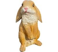 Rabbit Ornament Resin Bunny Decorative Garden Ornament 24cm Lifelike Standing Lop Eared Rabbit Animal Sculpture Patio Decorative Figure Indoor Outdoor Lawn Yard Home Decoration (Beige Rabbit)