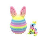 Rabbit Ornaments - 6cm Playful Egg Statue, Vibrant Printed Animal, Artistic Home Embellishments, Cute Festive Accents | Whimsical Nursery Decorations Portable Birthday Party Supplies Modern Interior S