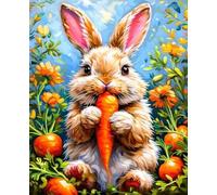Rabbit Paint by Numbers for Adults, Animal Paint by Numbers for Children or Beginner, DIY Canvas Oil Painting Kit with Brushes and Acrylic Pigment for Home Wall Decor, Gifts for Women 30x40cm 3-96