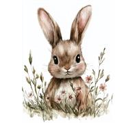Rabbit Paint by Numbers for Adults, Plant Paint by Numbers Crystal Art Christmas, Canvas Kits with Acrylic Paint Brushes, Hobbies for Adults Women Children, Home Wall Decor (Frameless 28x40in) U-878