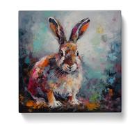 Rabbit Palette Knife Painting No.7 Canvas Print | Gallery Wrapped 30mm Frame Wall Art | 20x20 inches | Ready to Hang | Modern Animals Picture | Living Room Bedroom Lounge Office