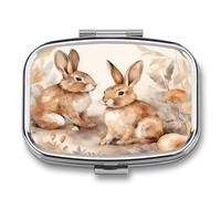 Rabbit Pattern Weekly AM/PM Pill Organizer.Waterproof Portable Compact Travel Pill Organizers.Small Pill Box for Medicine Holder for Vitamins Medication.