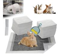 Rabbit Pee Pads, Pet Toilet/Potty Training Pads, 60PCS All Absorb & Odor Control Disposable Cage Liners with Quick-Dry Surface for Guinea Pigs Puppy Chinchillas
