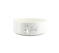 Rabbit Pet Bowl - Black & White Portrait Small Ceramic Food Bowl - White Food Dish For Rabbits
