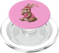 Rabbit Pink Ribbon Breast Cancer Awareness PopSockets PopGrip for MagSafe