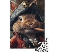 Rabbit Pirate Swagger Adult Jigsaw Puzzle, 1000 Pieces, 52x38cm/1000pcs, Clean White Cardboard for Sorting; for Quiet Focus at Your Own Pace