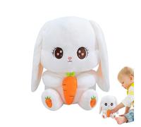 Rabbit Plush | 12inch Huggable Doll Cute Throw Pillows - Soft Big Ear Bunny Radish Cuddly Toy | for Companion Comfort Boys Girls Birthday Sofa Living Room Bedroom