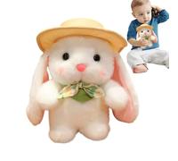 Rabbit Plush | Adorable Decorations - Stuffed Animal Bunny with Hat and Bow | for Easter Basket Nursery Girl Boy Adult Family Youth Christmas Travel Companion Bedtime Photo Prop
