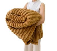 Rabbit Plush Blanket,Warm Thickened Comfortable Sofa Throw Blanket,Fall Winter Weighted Fluffy Bed Throw,Office Nap Blanket (Caramel, 78.74 × 90.55in)