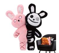 Rabbit Plush - Rabbit Stuffed Animal | Bunny Doll Two-Headed Horror | 11 Inch Spooky Skull Design Toy for Boys Girls | Halloween Gothic Decor Bedroom Car Easter Christmas Birthday Gift