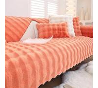 Rabbit Plush Sofa Cover 1 2 3 Seater, Sofa Slipcover Corner L Shape Thick Warm Couch Protector Anti-slip Caravan Seat Cushion Covers for Kids, Pets (Orange,W 90cm×L 180cm)