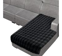 Rabbit Plush Sofa Cover 1 2 3 Seater, Sofa Slipcover Corner L Shape Thick Warm Couch Protector Anti-slip Caravan Seat Cushion Covers for Kids, Pets (Black,120×160cm Open-Forked)