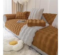 Rabbit Plush Sofa Cover 1 2 3 Seater, Sofa Slipcover Corner L Shape Thick Warm Couch Protector Anti-slip Caravan Seat Cushion Covers for Kids, Pets (Coffee,45×45cm Zip-Pillowcover)