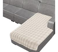 Rabbit Plush Sofa Cover 1 2 3 Seater, Sofa Slipcover Corner L Shape Thick Warm Couch Protector Anti-slip Caravan Seat Cushion Covers for Kids, Pets (Beige,120×160cm Open-Forked)
