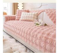 Rabbit Plush Sofa Cover 1 2 3 Seater, Sofa Slipcover Corner L Shape Thick Warm Couch Protector Anti-slip Caravan Seat Cushion Covers for Kids, Pets (Pink,W 110cm×L 160cm)