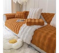 Rabbit Plush Sofa Cover 1 2 3 Seater, Sofa Slipcover Corner L Shape Thick Warm Couch Protector Anti-slip Caravan Seat Cushion Covers for Kids, Pets (Brown,W 90cm×L 210cm)