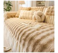 Rabbit plush sofa cover for 1-, 2- and 3-seater sofas, non-slip sofa covers,furniture protector, fun fluffy sofa cover from Great Britain for corner and L-shaped sofas (brown, 70 x 180 cm)