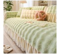 Rabbit plush sofa cover for 1-, 2- and 3-seater sofas, non-slip sofa covers,furniture protector, fun fluffy sofa cover from the UK for corner and L-shaped sofas (green, 70 x 180 cm)