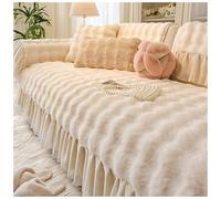 Rabbit plush sofa cover for 1, 2 and 3-seater sofas, non-slip sofa covers,furniture protector, fun fluffy sofa cover from the UK for corner and L-shaped sofas (White, 120 x 180 cm (divided))