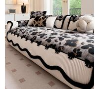 Rabbit Plush Sofa Cover, Warm Cozy Warm Cozy Non-Slip Floral Furniture Protector for Dogs Cats, L Shape Washable Sofa Slipcover Grey 90x160cm/35.43x62.99in