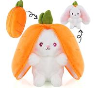 Rabbit Plush Toy, Reversible Bunny Carrot Strawberry Pillow with Zipper, Strawberry Plush Cute Bunny Plushie Toy for Girls Boys Easter Children's Day and Birthday Gifts - Ideal Fluffy Gift