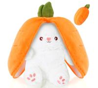 Rabbit Plush Toy, Reversible Bunny Carrot Strawberry Pillow with Zipper, Strawberry Plush Cute Bunny Plushie Toy for Girls Boys Easter Children's Day and Birthday Gifts - Ideal Fluffy Gift