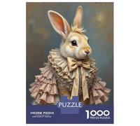 Rabbit Portrait Jigsaw Puzzle for Adults 1000 Piece Jigsaw Puzzle Paper Baroque Costume Puzzle Game for Family Relax Gift 38x26cm/1000pcs