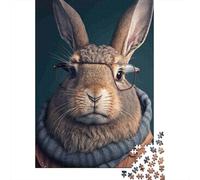 Rabbit Portrait Jigsaw Puzzle for Adults 1000 Piece Jigsaw Puzzle Sweater 1000 Pieces Puzzle Game Relaxing Leisure Home Decoration 52x38cm/1000pcs
