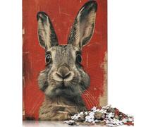 Rabbit Portrait Vintage Puzzles 500 Pieces Wooden Puzzles Puzzles for Adults & Teenager Family Entertainment Toys 500pcs (52x38cm)