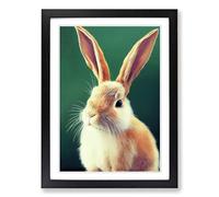 Rabbit Portrait Vol.3 Framed Print | A2 Black Framed Wall Art | Ready to Hang | Modern Animal Picture | Living Room Bedroom Lounge Office