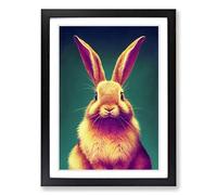 Rabbit Portrait Vol.5 Framed Print | A2 Black Framed Wall Art | Ready to Hang | Modern Animal Picture | Living Room Bedroom Lounge Office