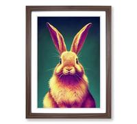 Rabbit Portrait Vol.5 Framed Wall Art Print, Ready to Hang Picture for Living Room Bedroom Home Office, Walnut A2 (48 x 66 cm)