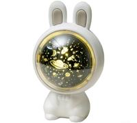 Rabbit Projection Night Light,USB Rechargeable Music Box Lamp with 3 Slides and Adjustable Angle,for Girls Bedroom Decor and Sleep Aid(white)