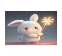 Rabbit Puzzles 1000 Pieces Wooden Jigsaw Puzzle for Adults Brain Exercise Challenge Game Gift for Kids Children Jigsaws （75×50cm）