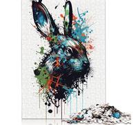 Rabbit Puzzles for Adults 500 Piece Wooden Puzzle Adult Jigsaw Puzzle Puzzles for Adults Teens 500pcs (52x38cm)