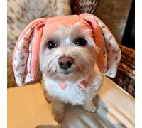 Rabbit Quiet Ears for Dogs & Cats - Knitted Dog Hats with Noise Protection & Warmth - Winter Hat & Head Wrap - Bunny Costume (Pink, Small)