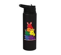 Rabbit Rainbow Flag Pride Month Cute Rabbit Subtle LGBTQ Stainless Steel Insulated Water Bottle