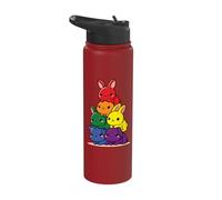 Rabbit Rainbow Flag Pride Month Cute Rabbit Subtle LGBTQ Stainless Steel Insulated Water Bottle