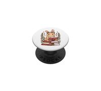 Rabbit Reading Book Graphic Rabbit with Book Floral PopSockets Adhesive PopGrip