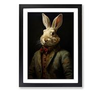 Rabbit Renaissance Framed Wall Art Print - Ready to Hang Picture - Modern Art for Living Room Bedroom Kitchen Home - Black A2 (48 x 66 cm)