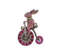 Rabbit Riding a Bicycle Rhinestone Brooch for Women Men Cute Funny Cubic Zirconia Lapel Pin Badges Accessories for Clothing Boutonniere Pins Corsage Trendy Brooches Fashion Easter Jewelry Graduation