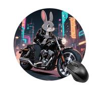 Rabbit Riding Motorcycles Mouse Pad Non-Slip Rubber Base Mouse Mat Smooth Surface Stitched Edges Mousepad Aesthetic Durable Compatible with All Mice for Office & Gaming, Desk Accessory