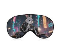Rabbit Riding Motorcycles Sleep Mask with Adjustable Strap, Breathable Sleep Masks for Women Men, Soft Eye Mask for Side Sleepers, Travel, Office Nap, Airplane & Blocking Light