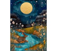 Rabbit River Moon Birthday Card - Large A5